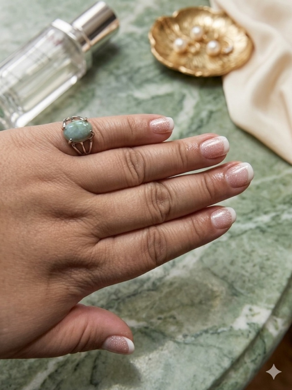 Size 9 Green Gemstone Ring - Women Jewelry